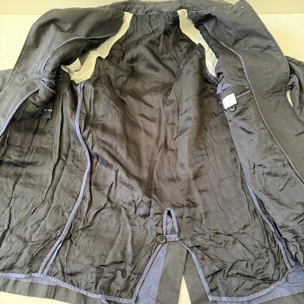 Cerruti 1881 Men Black Nylon Jacket Coat Button Pockets Outwear VTG